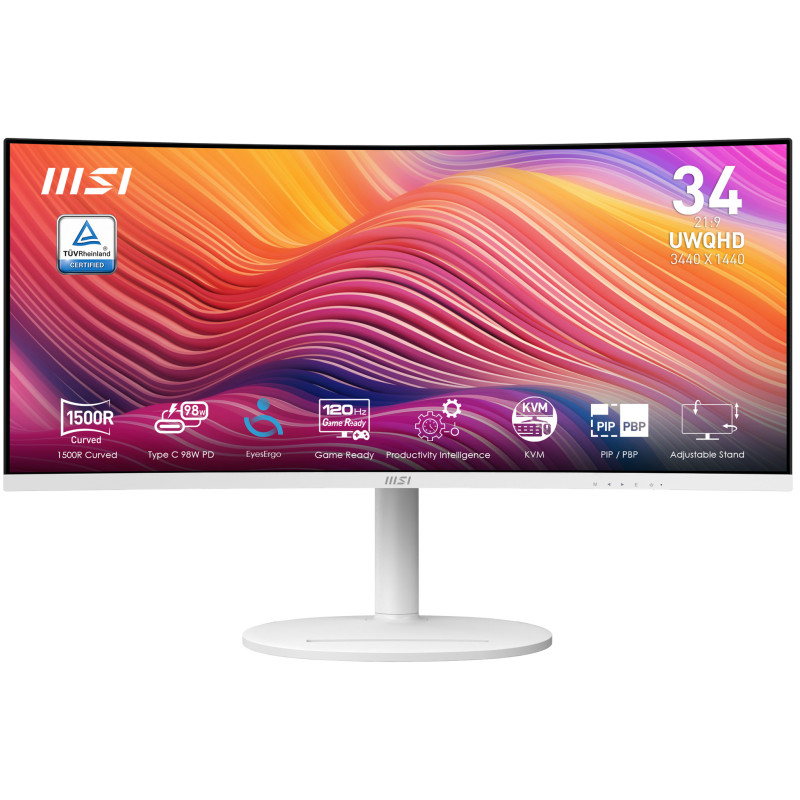 MSI Modern MD342CQPWDE Monitor PC 86,4 cm (34") 3440 x 1440 Pixel UltraWide Quad HD LCD Bianco MSI Modern MD342CQPWDE Monitor PC 86,4 cm (34") 3440 x 1440 Pixel UltraWide Quad HD LCD Bianco