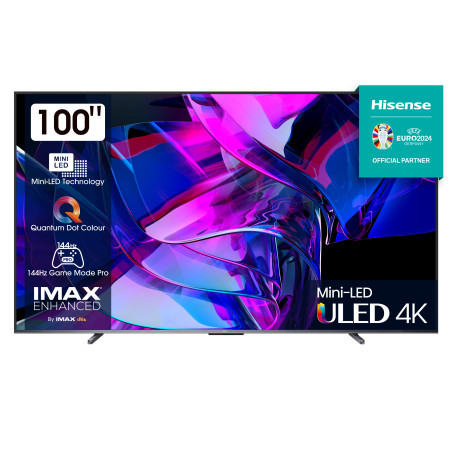 Hisense U7KQ TV Mini-LED ULED 4K Ultra HD 100” 100U7KQ, Smart TV VIDAA U7, QLED Display 144Hz, Wifi, Retroilluminazione