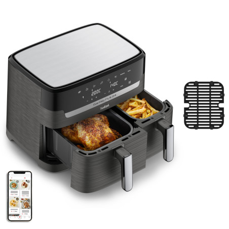 Tefal Dual Easy Fry & Grill EY905B Doppia 8,3 L Indipendente 2700 W Friggitrice ad aria calda Grigio