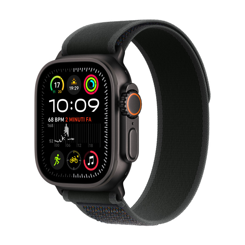 Apple Watch Ultra 2 GPS + Cellular 49mm Cassa Titanio Nero con Nero Trail Loop - S M Apple Watch Ultra 2 GPS + Cellular 49mm Cassa Titanio Nero con Nero Trail Loop - S M