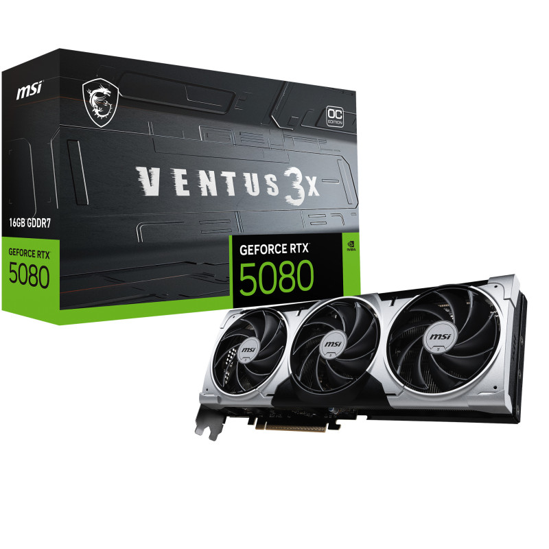 MSI VENTUS GEFORCE RTX 5080 16G 3X OC PLUS scheda video NVIDIA 16 GB GDDR7 MSI VENTUS GEFORCE RTX 5080 16G 3X OC PLUS scheda video NVIDIA 16 GB GDDR7
