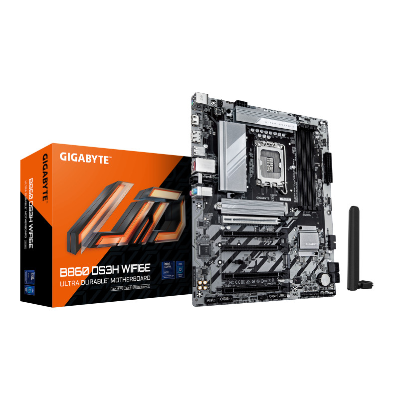 GIGABYTE B860 DS3H WIFI6E Scheda madre - CPU Intel Core Ultra, VRM a 8+1+2+2 fasi, fino a 9066MHz DDR5, 1xPCIe 5.0 + 1xPCIe 4.0