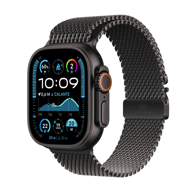 Apple Watch Ultra 2 GPS + Cellular 49mm Cassa Titanio Nero con Nero Titanium Milanese Loop - M Apple Watch Ultra 2 GPS + Cellular 49mm Cassa Titanio Nero con Nero Titanium Milanese Loop - M