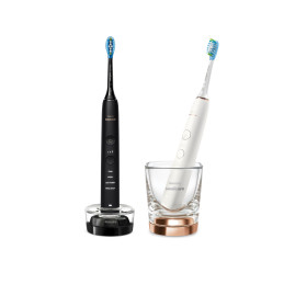 Philips DiamondClean 9000 Sonicare Spazzolini Elettrici Sonici con App, confezione da 1 Spazzolino Bianco e 1 Spazzolino Nero