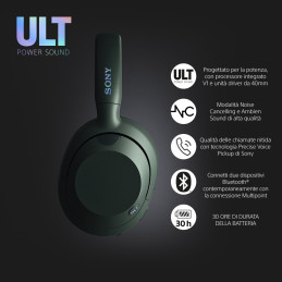 Sony ULT WEAR - Cuffie Bluetooth Wireless con ULT POWER SOUND, bassi profondi, Noise Cancelling, ottima qualità delle chiamate,