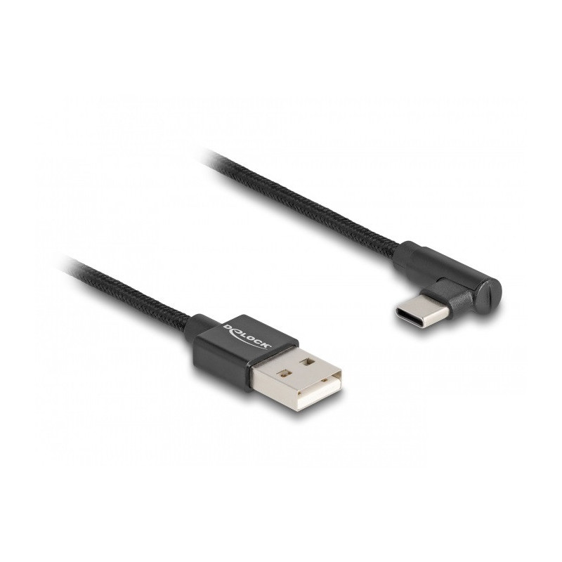 DeLOCK Cavo USB 2.0 Tipo-A maschio per USB Type-C maschio nero con angolazione da 1 m DeLOCK Cavo USB 2.0 Tipo-A maschio per USB Type-C maschio nero con angolazione da 1 m