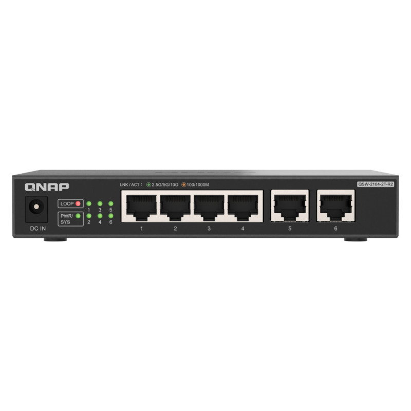 QNAP QSW-2104-2T-R2 switch di rete Non gestito 10G Ethernet (100 1000 10000) Desktop Nero QNAP QSW-2104-2T-R2 switch di rete Non gestito 10G Ethernet (100 1000 10000) Desktop Nero