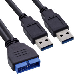 InLine Cavo USB 3.0 Interno 19pin femmina   2x A maschio, 0,40m