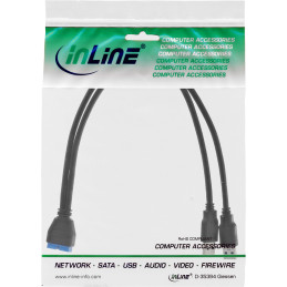 InLine Cavo USB 3.0 Interno 19pin femmina   2x A maschio, 0,40m