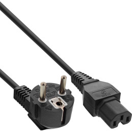 InLine Cavo alimentazione spina Shucko 90° presa C15, nero, 1,8m