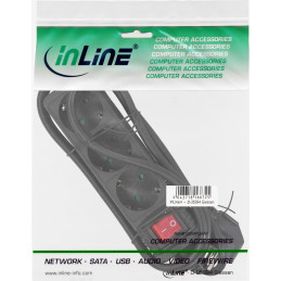 InLine Multipresa 3x Shucko, con interruttore, nero, cavo 3m,