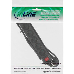 InLine Multipresa 6x Shucko, con interruttore, nero, cavo 1,5m