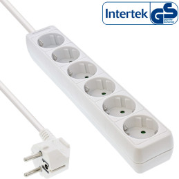 InLine Multipresa, 6x Shucko, con sicura, bianco, cavo 5m