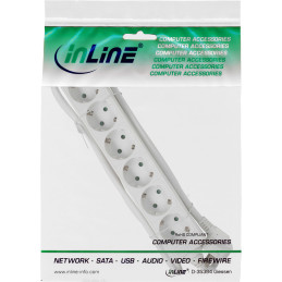 InLine Multipresa, 6x Shucko, con sicura, bianco, cavo 5m