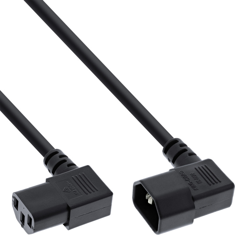 InLine Cavo alimentaz. prolunga IEC-320, spina C14 presa C13, 90° D, nero, 0,4m InLine Cavo alimentaz. prolunga IEC-320, spina C14 presa C13, 90° D, nero, 0,4m