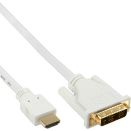 InLine Cavo HDMI maschio a DVI 18+1 maschio, 5m, contatti dorati, bianco