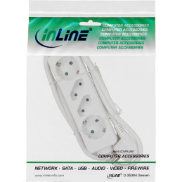 InLine Multipresa 4 posti, 2x Shucko + 2x Euro, bianca, cavo 3m,