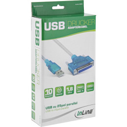 InLine Adattatore USB A   Parallela IEEE1284 Sub-D 25pin, 1,8m, per stampante