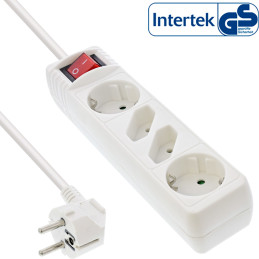 InLine Multipresa 4 posti, 2x Shucko + 2x Euro, con int., bianco, 1,5m,