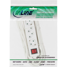 InLine Multipresa 4 posti, 2x Shucko + 2x Euro, con int., bianco, 1,5m,
