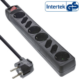 InLine Multipresa 8 posti, 4x Shucko + 4x Euro, con int., nero, 1,5m