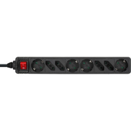 InLine Multipresa 8 posti, 4x Shucko + 4x Euro, con int., nero, 1,5m