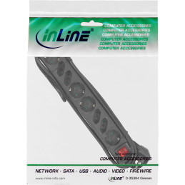 InLine Multipresa 8 posti, 4x Shucko + 4x Euro, con int., nero, 1,5m