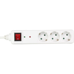 InLine Multipresa 3x Shucko, con interruttore, protezione, bianco, 1,5m