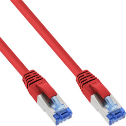 InLine Cavo patch Lan, S FTP(PiMf), Cat.6a, 500MHz, CU, halogenf., rosso, 10m