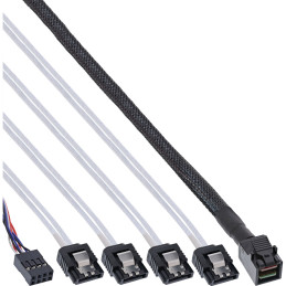 InLine Cavo Mini SAS, SFF-8643 a 4x SATA + Sideband, 0,5m