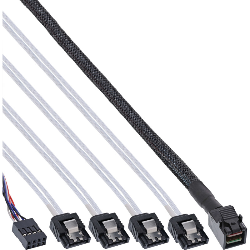 InLine Cavo Mini SAS, SFF-8643 a 4x SATA + Sideband, 0,5m InLine Cavo Mini SAS, SFF-8643 a 4x SATA + Sideband, 0,5m