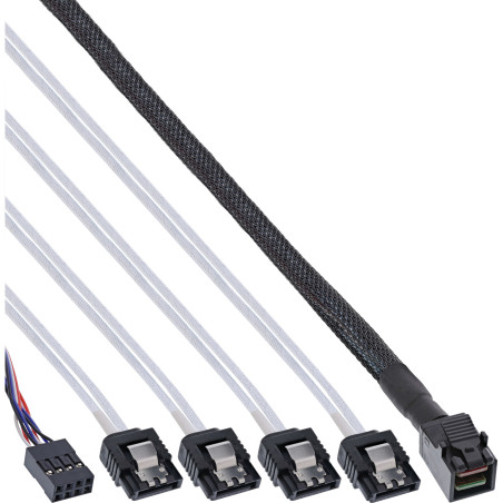 InLine Cavo Mini SAS, SFF-8643 a 4x SATA + Sideband, 0,5m