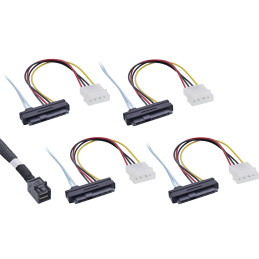 InLine Cavo Mini SAS, SFF-8643 a 4x SFF-8482 + alimentazione, 0,5m