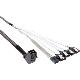 InLine Cavo Mini SAS, SFF-8643 a 4x SATA + Sideband, 0,5m, connettore 90°