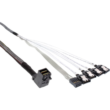 InLine Cavo Mini SAS, SFF-8643 a 4x SATA + Sideband, 0,5m, connettore 90°