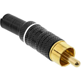 InLine Spina RCA a saldare, nero, anello bianco, per cavo 6mm