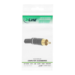 InLine Spina RCA a saldare, nero, anello bianco, per cavo 6mm