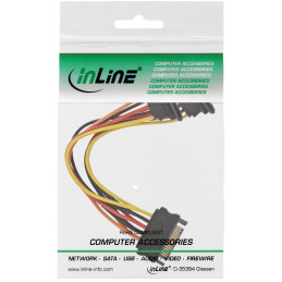 InLine Cavo di aliment. a Y, da 1x 5,25“ M a 2x SATA F, ang., con ling., 0,15m