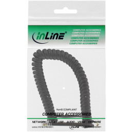 InLine Cavo modulare spiralato, maschio-maschio, RJ10, nero, max. 4m