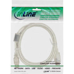 InLine Cavo USB 2.0 A maschio   A femmina, Ferrite, prolunga, trasparente, 3m