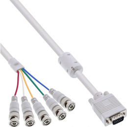 InLine Cavo VGA BNC, 5x BNC maschio a Sub-D 15pin maschio, 5m, beige