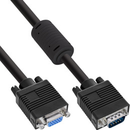 InLine Cavo S-VGA 15poli HD maschio   femmina, 0,3m, ferrite, schermato, nero