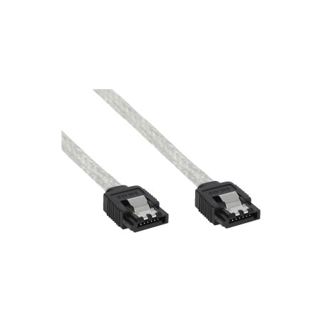 InLine Cavo SATA III 6Gb s, rotondo, trasparente, chiusura a scatto, 0,5m