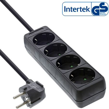 InLine Multipresa 4x Shucko, cavo 1,5m, nero