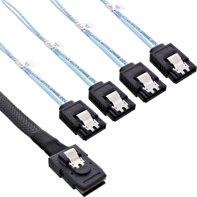 InLine Cavo Mini SAS, SFF-8087 a 4x SATA, 0,75m, configurazione Crossover, OCF InLine Cavo Mini SAS, SFF-8087 a 4x SATA, 0,75m, configurazione Crossover, OCF