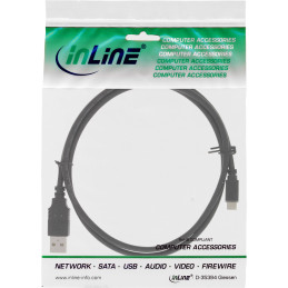 InLine Cavo USB 2.0 Micro, A m  Micro B M, nero, Ricarica Rapida, 0,3m