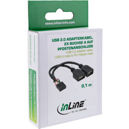 InLine Cavo USB 2.0 Interno 10pin F, 2x A mmina, sdoppiatore Y form, 0,4m