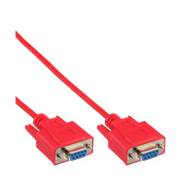 InLine Cavo Nullmodem, Sub-D 9 9pin F-F, rosso, pressofuso, 2m