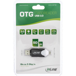 InLine USB3.0 Dual Cardreader, USB A e Micro-USB 2.0 per SDXC e microSDXC