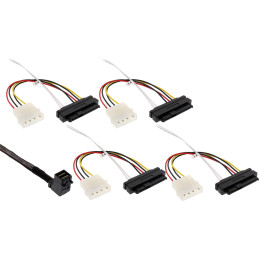 InLine Cavo Mini SAS, SFF-8643 angolato a 4x SFF-8482 + alimentazione, 0,5m